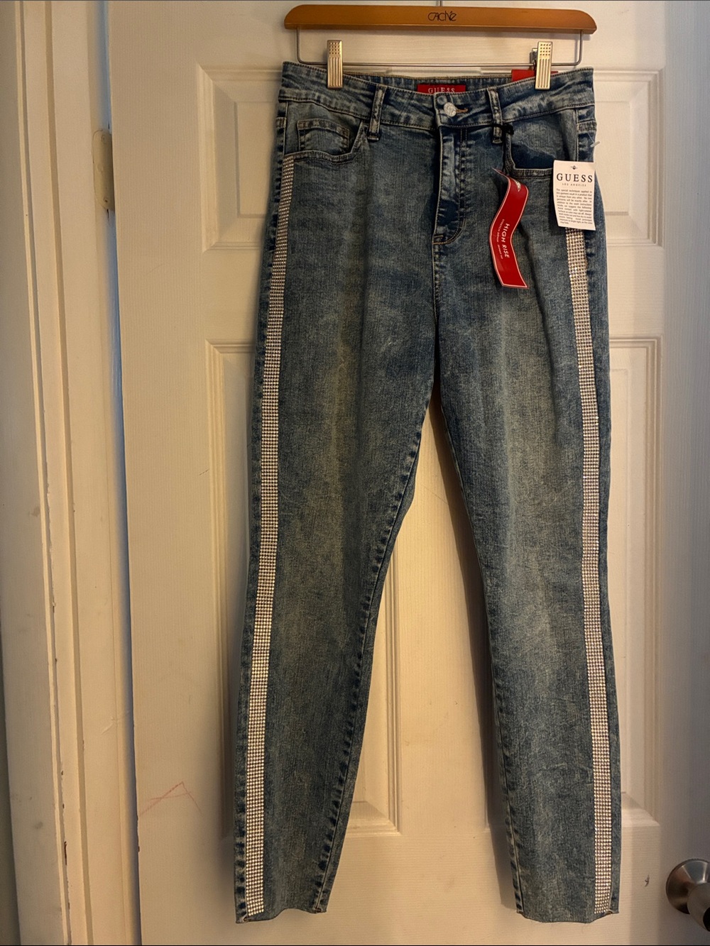 NWT GUESS Denim Jeans with Sequined Side Stripes